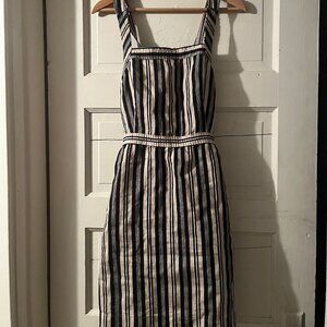 Madewell Striped Pinafore Dress | Blue Gray White | Size 8